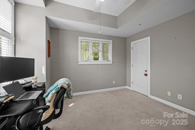 4854 S Hill View Dr, Charlotte, NC 28210 - carpeted home office with baseboards and ceiling fan