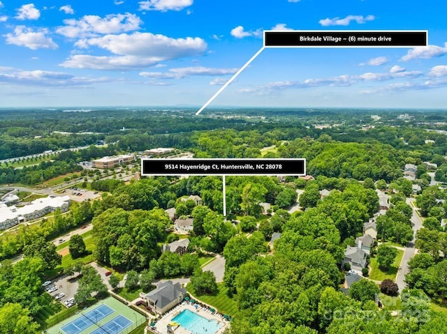 9514 Hayenridge Ct, Huntersville, NC 28078 - drone / aerial view of a heavily wooded area and a pool