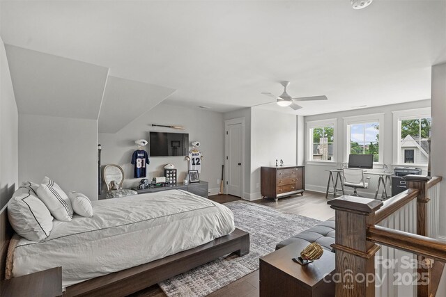 622 Mattie Rose Ln, Charlotte, NC 28204 - bedroom featuring wood finished floors and ceiling fan