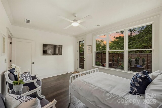 622 Mattie Rose Ln, Charlotte, NC 28204 - bedroom with wood finished floors and ceiling fan