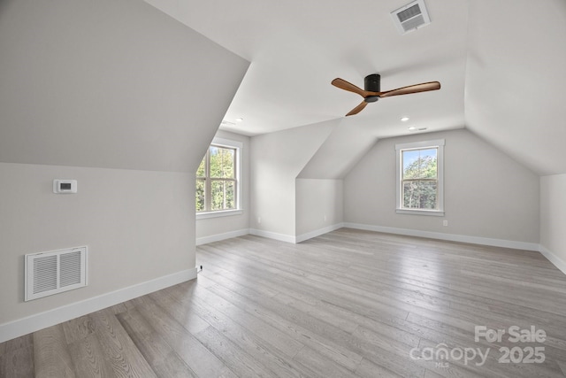 5507 NC-218 Hwy, Peachland, NC 28133 - additional living space featuring plenty of natural light, vaulted ceiling, light wood-type flooring, and a ceiling fan