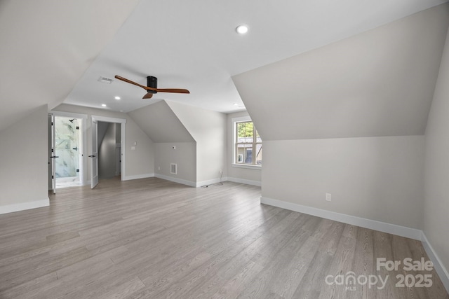 5507 NC-218 Hwy, Peachland, NC 28133 - additional living space featuring vaulted ceiling, a ceiling fan, recessed lighting, and light wood-style floors