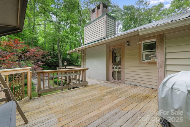 80 Laurel Canyon Rd, Franklin, NC 28734 - wooden terrace featuring grilling area and cooling unit