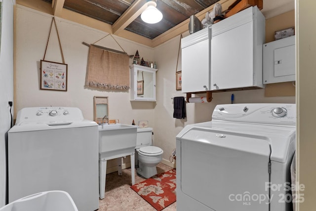 80 Laurel Canyon Rd, Franklin, NC 28734 - laundry area with washing machine and dryer and cabinet space