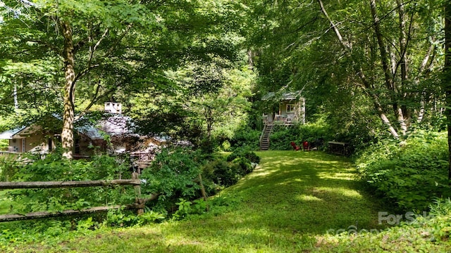 80 Laurel Canyon Rd, Franklin, NC 28734 - view of grassy yard with stairway