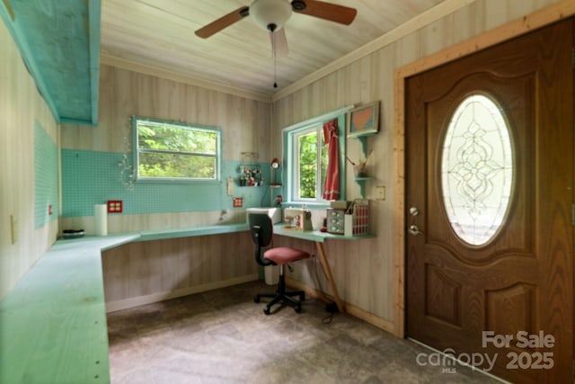 80 Laurel Canyon Rd, Franklin, NC 28734 - entryway featuring crown molding, a ceiling fan, and tile patterned floors