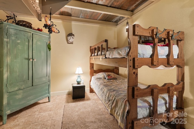 80 Laurel Canyon Rd, Franklin, NC 28734 - bedroom with a wooden ceiling with exposed beams and baseboards