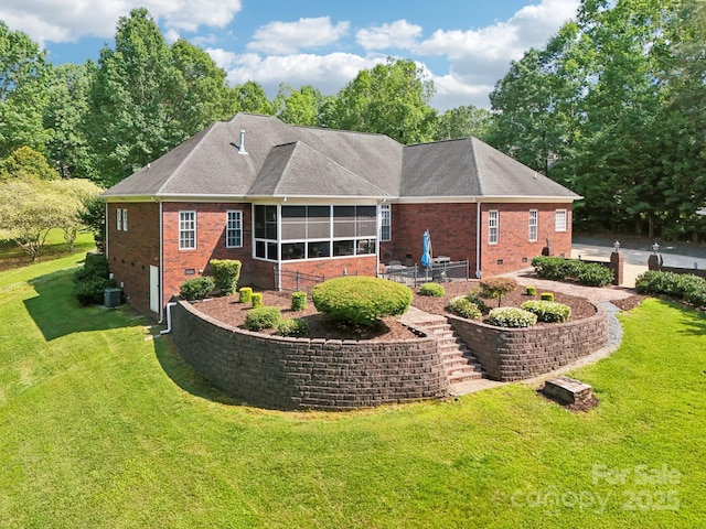 7612 Maple Bluff Ln, Concord, NC 28025 - rear view of property featuring brick siding, a yard, and a patio