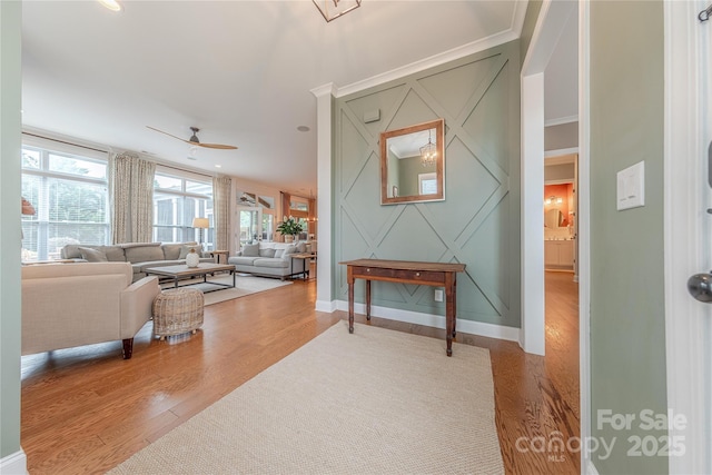 5256 Meadowcroft Way, Fort Mill, SC 29708 - living room with wood finished floors and ceiling fan