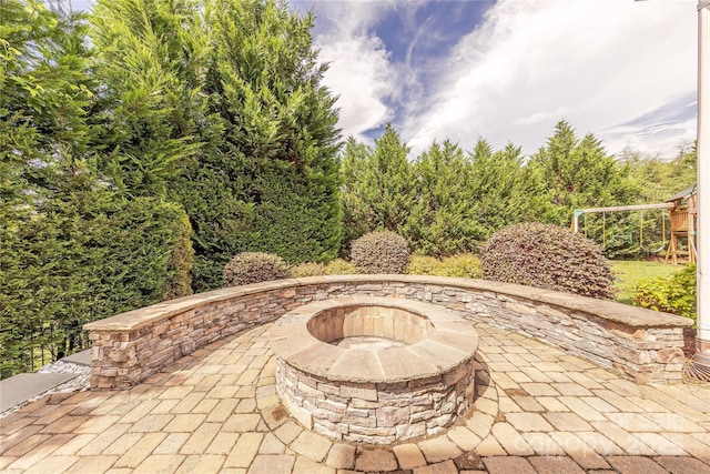5256 Meadowcroft Way, Fort Mill, SC 29708 - view of patio with a fire pit and a playground
