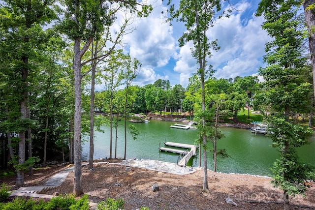 176 Windwood Ln, Troutman, NC 28166 - dock area featuring a water view and view of wooded area