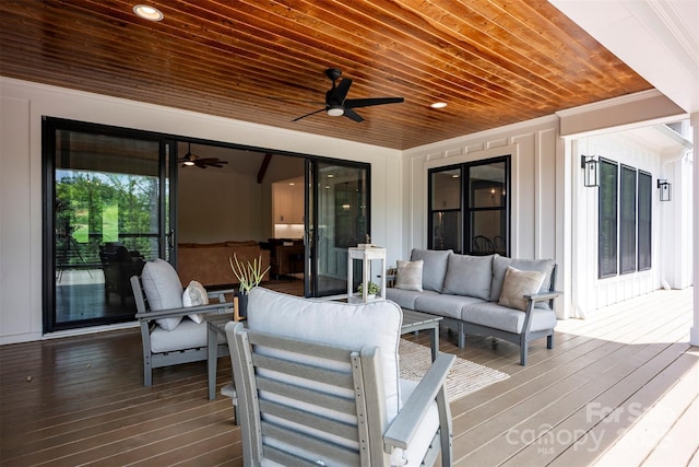 176 Windwood Ln, Troutman, NC 28166 - deck featuring outdoor lounge area and ceiling fan