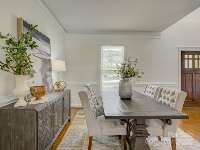 8508 Sandowne Ln, Huntersville, NC 28078 - dining room featuring light wood finished floors and crown molding