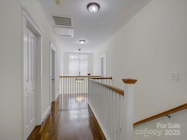 8508 Sandowne Ln, Huntersville, NC 28078 - hallway with dark wood-type flooring and baseboards
