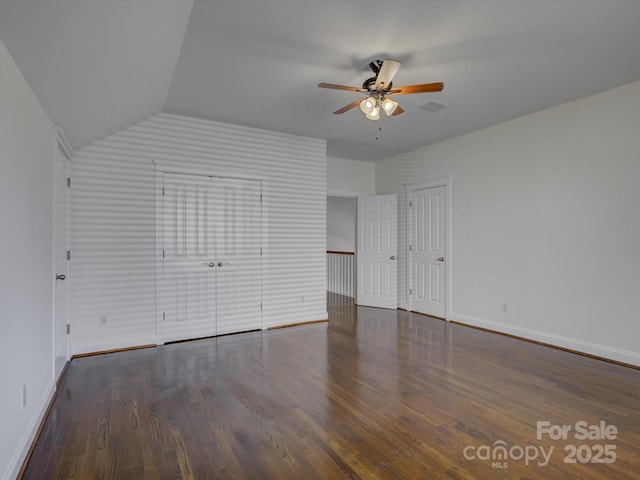 8508 Sandowne Ln, Huntersville, NC 28078 - unfurnished bedroom featuring wood finished floors, lofted ceiling, and a ceiling fan
