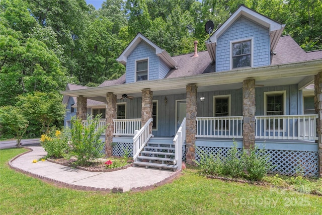 98 Choga Rdg, Whittier, NC 28789 - bungalow-style house featuring roof with shingles, a porch, board and batten siding, and stone siding