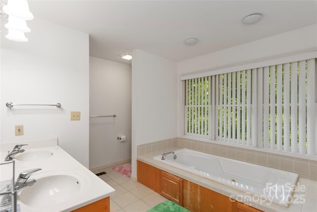 98 Choga Rdg, Whittier, NC 28789 - full bath featuring a bath, double vanity, and tile patterned floors