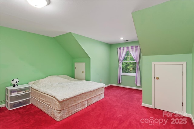 98 Choga Rdg, Whittier, NC 28789 - carpeted bedroom featuring baseboards and lofted ceiling