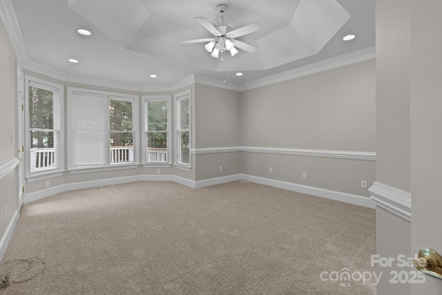 165 Futrell Lndg, New London, NC 28127 - carpeted empty room with crown molding, recessed lighting, and ceiling fan
