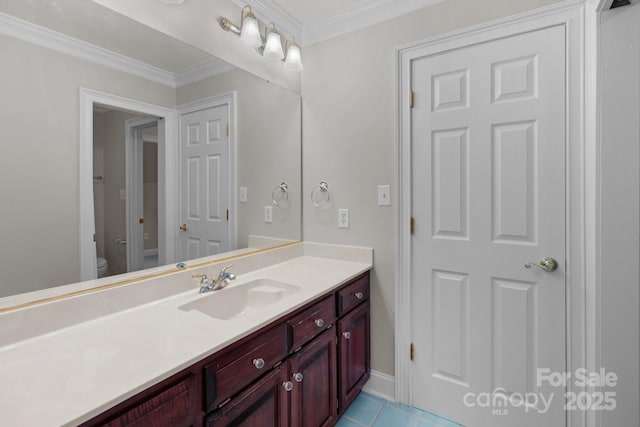 165 Futrell Lndg, New London, NC 28127 - bathroom featuring vanity, tile patterned floors, and ornamental molding