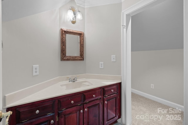 165 Futrell Lndg, New London, NC 28127 - bathroom with vanity and lofted ceiling
