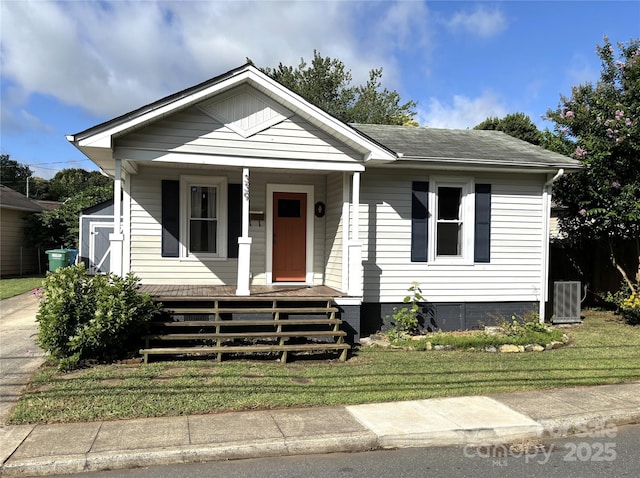 339 Mayflower Ave, Cramerton, NC 28032 - view of front of property featuring covered porch, a front yard, and a shingled roof