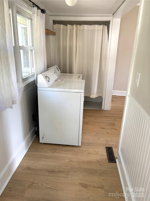 339 Mayflower Ave, Cramerton, NC 28032 - laundry room featuring washer / clothes dryer and light wood-style floors