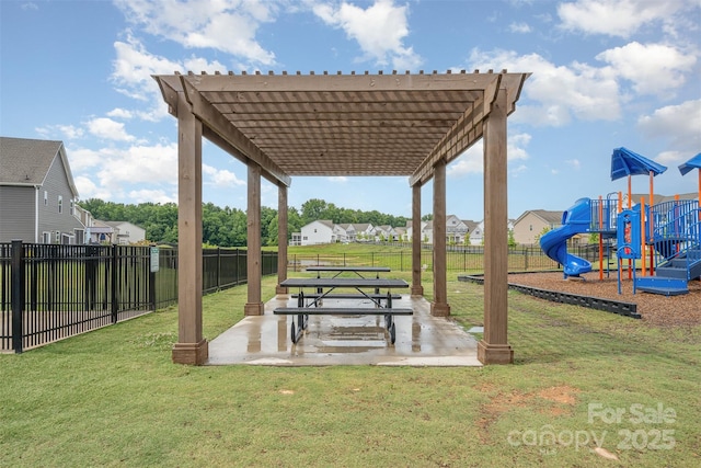 808 Dogwood Creek Ln, Indian Trail, NC 28079 - view of yard with a pergola, a playground, and a patio
