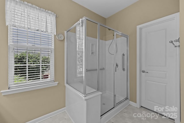 5238 Prosperity View Dr, Charlotte, NC 28269 - bathroom with baseboards and a stall shower
