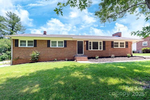 306 2nd Avenue Pl NE, Conover, NC 28613 - single story home with a chimney, a front lawn, and brick siding