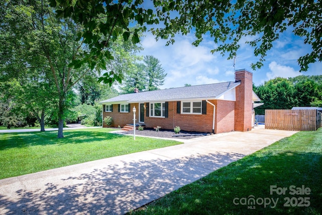 306 2nd Avenue Pl NE, Conover, NC 28613 - ranch-style house featuring a chimney, brick siding, and driveway