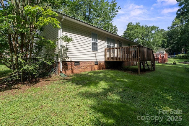1013 Ashwood Pl, Salisbury, NC 28146 - view of home's exterior with crawl space, a wooden deck, and stairs