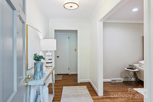 6150 Rocky Falls Rd, Charlotte, NC 28211 - entryway with wood finished floors, ornamental molding, and recessed lighting