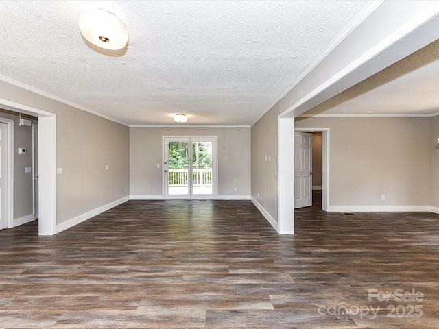 1117 Hidden Brook Ln, Clover, SC 29710 - spare room with dark wood-style floors, a textured ceiling, and ornamental molding