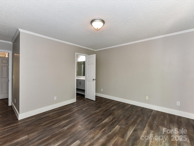 1117 Hidden Brook Ln, Clover, SC 29710 - empty room with dark wood-style flooring, a textured ceiling, and ornamental molding