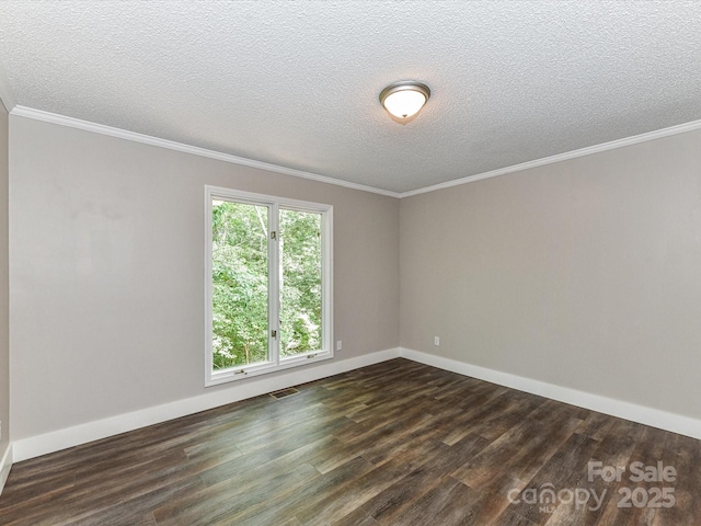 1117 Hidden Brook Ln, Clover, SC 29710 - spare room with dark wood-style floors, a textured ceiling, and ornamental molding