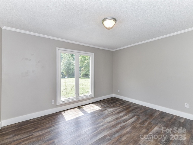 1117 Hidden Brook Ln, Clover, SC 29710 - spare room with dark wood-type flooring, a textured ceiling, and crown molding
