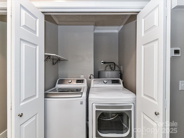 1117 Hidden Brook Ln, Clover, SC 29710 - laundry room with washer and dryer and ornamental molding