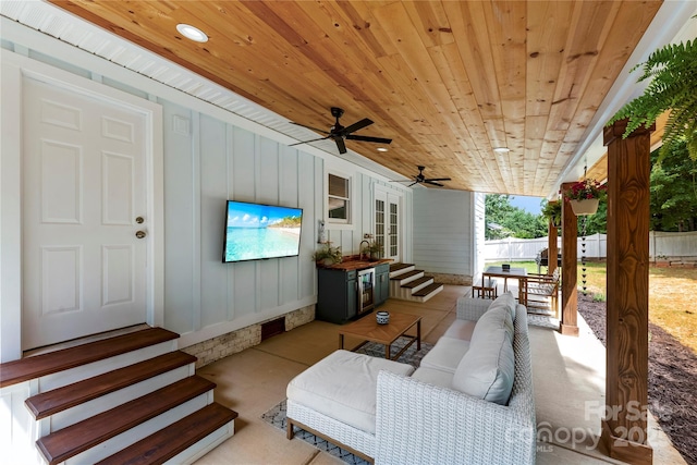 8438 Henry Harris Rd, Fort Mill, SC 29707 - view of patio / terrace with entry steps, ceiling fan, and outdoor lounge area