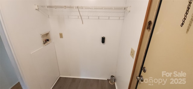 67 Brown Lynch Rd, Candler, NC 28715 - laundry area with wood finished floors and hookup for a washing machine