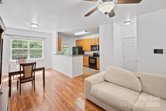 14664 Lions Paw St, Charlotte, NC 28273 - living room with light wood-type flooring and ceiling fan