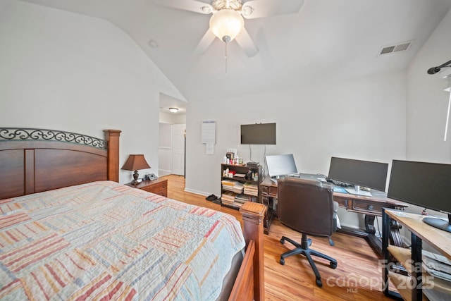 14664 Lions Paw St, Charlotte, NC 28273 - bedroom featuring vaulted ceiling, wood finished floors, and an office area