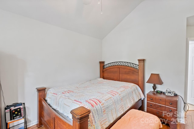 14664 Lions Paw St, Charlotte, NC 28273 - bedroom with vaulted ceiling, light wood-style flooring, and ceiling fan