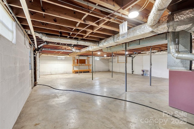 37156 Southside Rd, Albemarle, NC 28001 - unfinished below grade area with concrete block wall