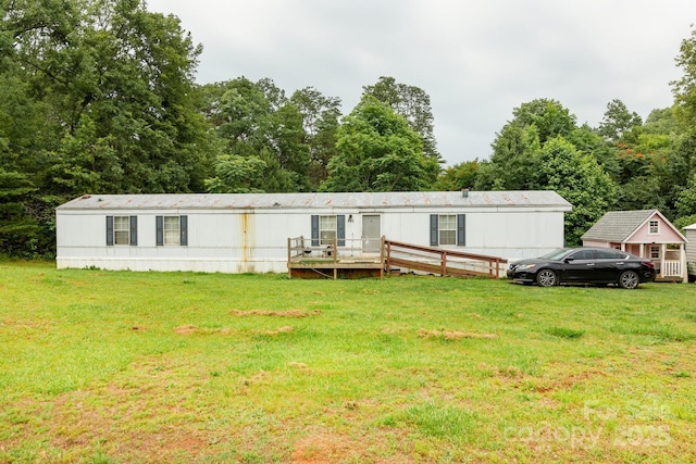 401 Webb Church Rd, Ellenboro, NC 28040 - back of house featuring a yard and a wooden deck