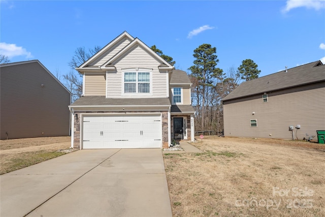 3735 Ernie Dr, Charlotte, NC 28269 - view of front of home featuring a garage, concrete driveway, roof with shingles, and a front lawn