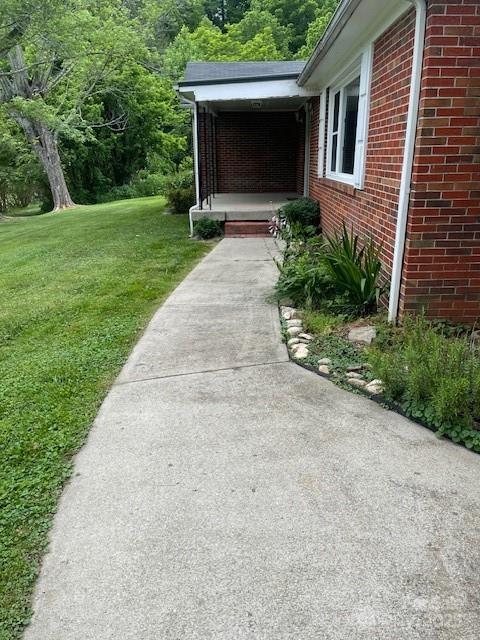 exterior view of brick siding and driveway