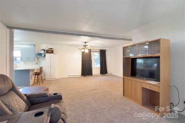 1145 Craigbrow Cir, Chester, SC 29706 - living room with a ceiling fan and light carpet