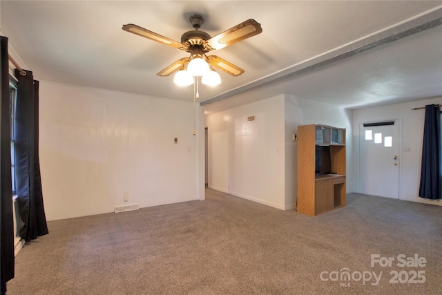 1145 Craigbrow Cir, Chester, SC 29706 - unfurnished living room with ceiling fan and carpet floors