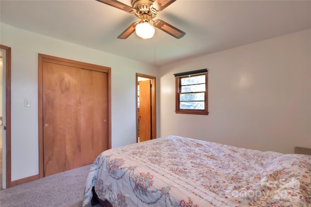 1145 Craigbrow Cir, Chester, SC 29706 - carpeted bedroom featuring a closet and ceiling fan